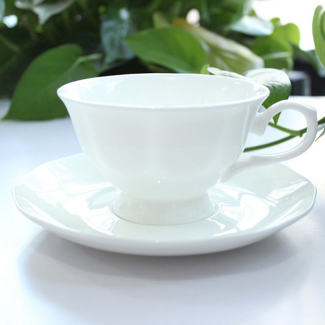 純白英式杯碟唐山骨瓷咖啡杯碟紅茶杯碟廠傢直銷定製咖啡杯碟工廠,批發,進口,代購