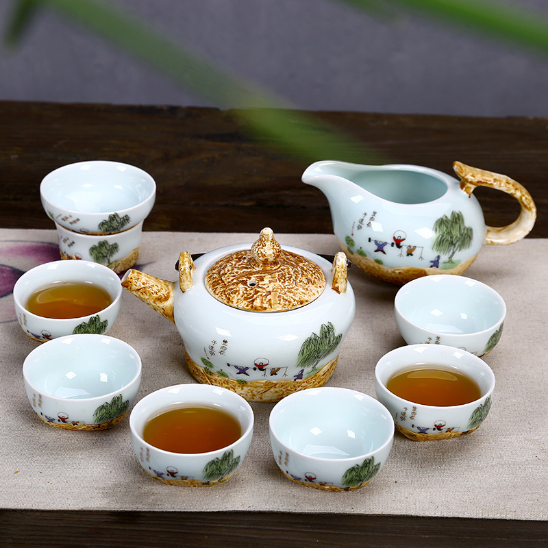 特價龍泉青瓷茶具套裝整套陶瓷功夫茶具禮品定製LOGO茶杯茶壺茶具工廠,批發,進口,代購
