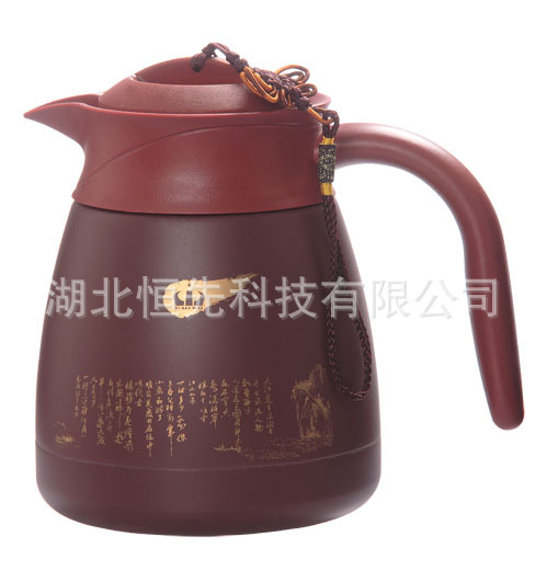 茶壺 咖啡壺 湖北貴族不銹鋼紫砂生態三層保溫壺五件套 茶具禮品批發・進口・工廠・代買・代購