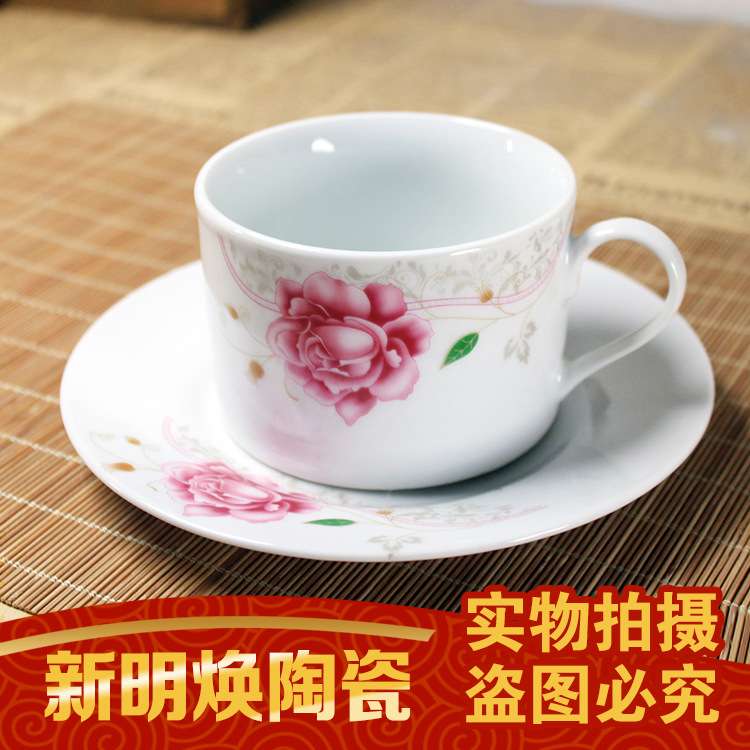 廠價直銷陶瓷咖啡杯碟直身高溫杯碟 公司促銷禮品 中式茶杯批發・進口・工廠・代買・代購