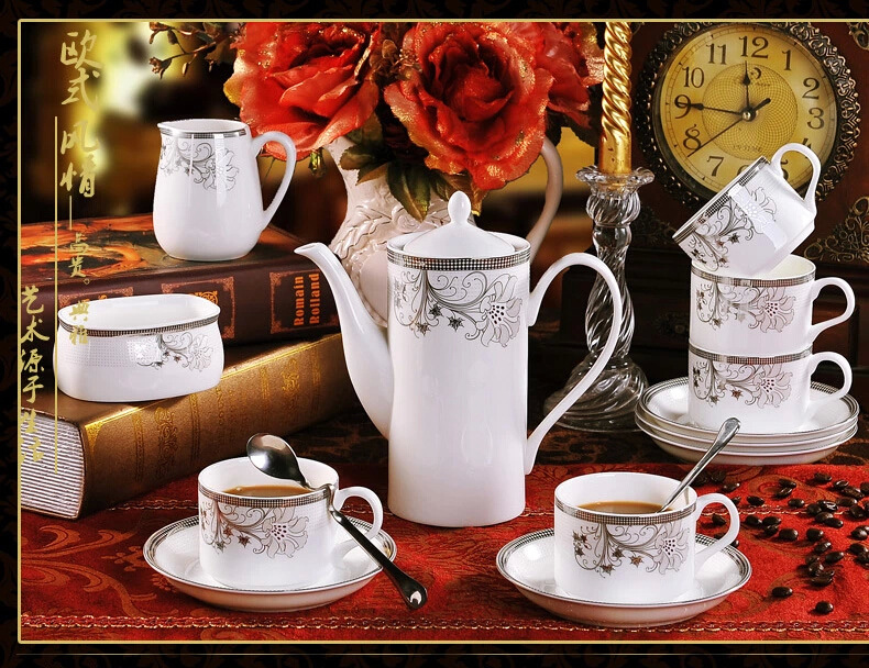 廠傢直銷15頭咖啡具套裝景德鎮陶瓷禮品歐式咖啡杯骨瓷茶杯碟英式批發・進口・工廠・代買・代購