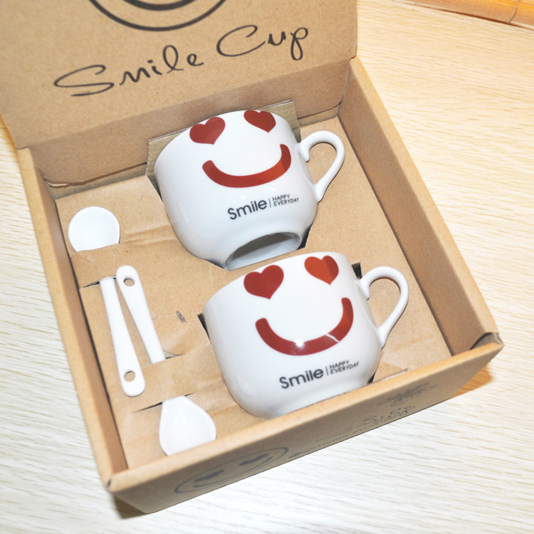 新款超萌可愛表情smile咖啡杯陶瓷杯情侶對杯套裝水杯創意馬克杯批發・進口・工廠・代買・代購
