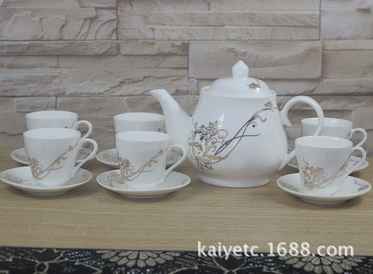 歐式咖啡茶具 杯碟套裝 陶瓷水壺水具 咖啡杯碟陶瓷 可加印LOGO批發・進口・工廠・代買・代購