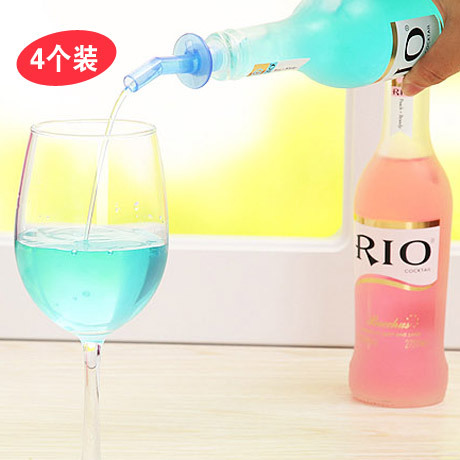 彩色塑料 酒塞酒嘴倒酒器 繽紛瓶塞 倒酒器 倒油嘴4個裝酒具工廠,批發,進口,代購