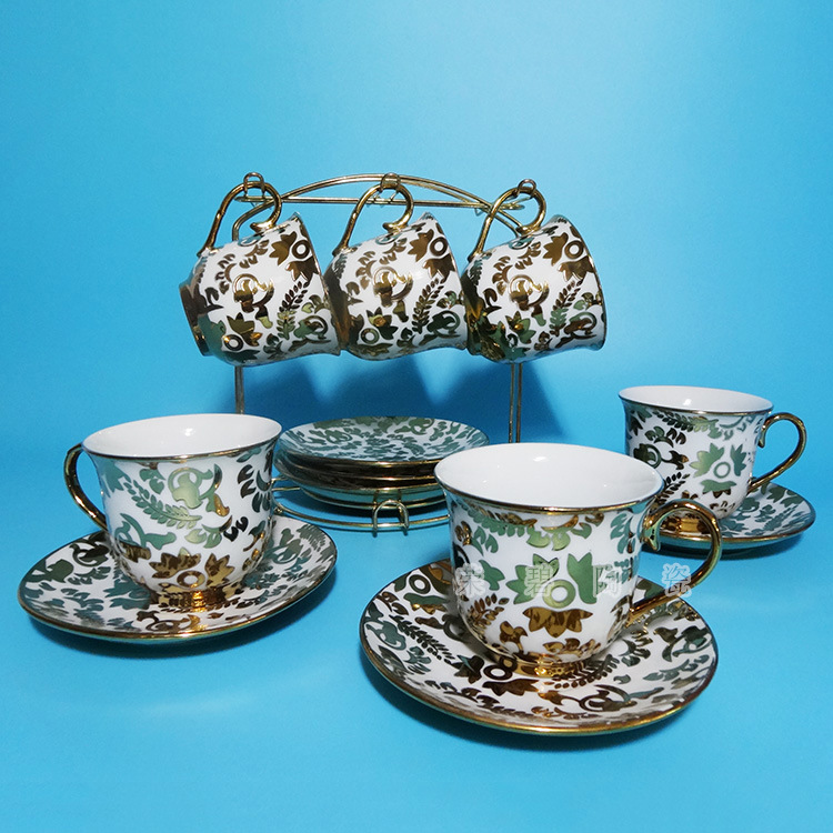 西式咖啡杯 陶瓷鍍金 6件套 下午茶具 廠傢直銷 精美禮品批發・進口・工廠・代買・代購
