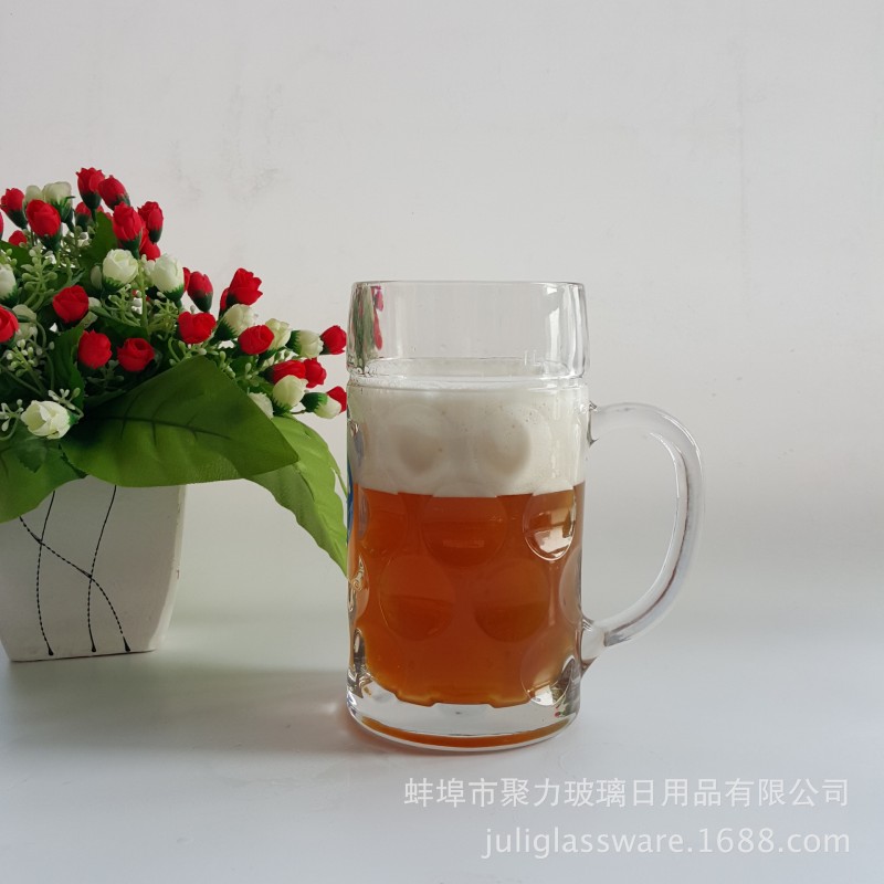 廠傢供應 1000ml 紮啤杯  圓點啤酒杯  啤酒把手杯 特大號玻璃杯批發・進口・工廠・代買・代購