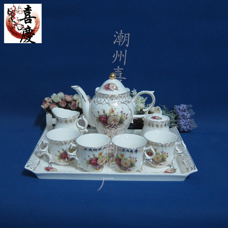 歐式8頭骨瓷咖啡具杯具套裝 陶瓷英式紅茶套裝 生日結婚喬遷禮品批發・進口・工廠・代買・代購