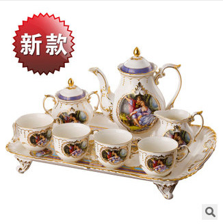 高檔 歐式陶瓷咖啡杯禮品 八件套 歐式茶具 骨瓷陶瓷咖啡具套裝批發・進口・工廠・代買・代購