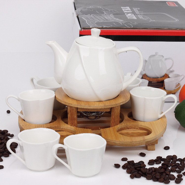 廠傢直銷批發 陶瓷咖啡杯套裝配竹板茶具壺套配批發・進口・工廠・代買・代購