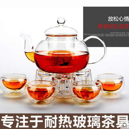 悅物玻璃花茶壺套裝 訂製創意禮品批發零售茶壺帶杯子工廠,批發,進口,代購