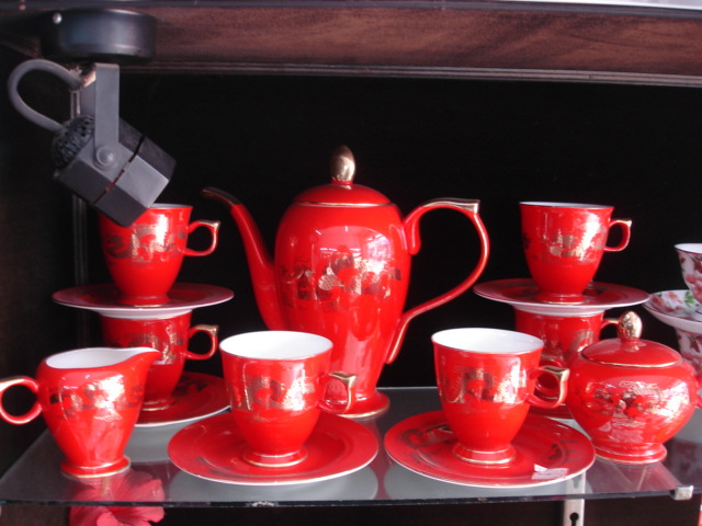 骨瓷紅釉咖啡具唐山骨瓷咖啡具15頭金龍咖啡具廠傢直銷批發定製批發・進口・工廠・代買・代購