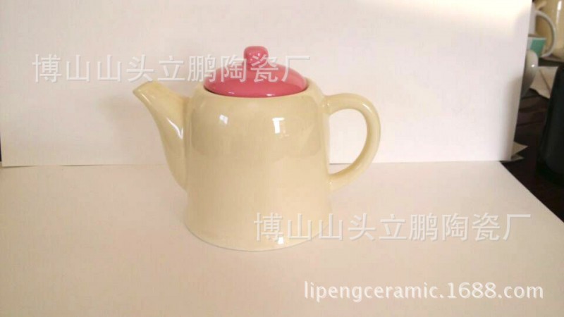 出口色釉咖啡器具 米黃色棕色茶壺 簡約陶瓷咖啡壺定製logo畫麵工廠,批發,進口,代購