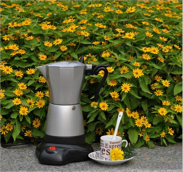 2014全新電熱摩卡壺傢用咖啡機電動意式咖啡壺電動不銹鋼咖啡壺批發・進口・工廠・代買・代購