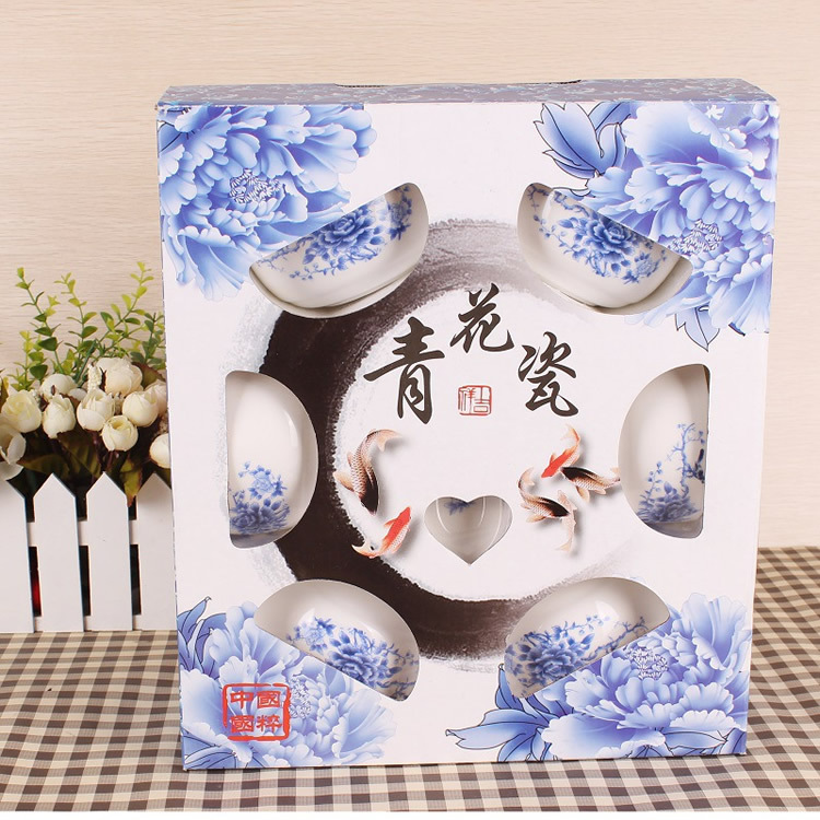 促銷禮品 陶瓷餐具六件套 12頭青花瓷套裝（泡沫裝） 定製LOGO工廠,批發,進口,代購