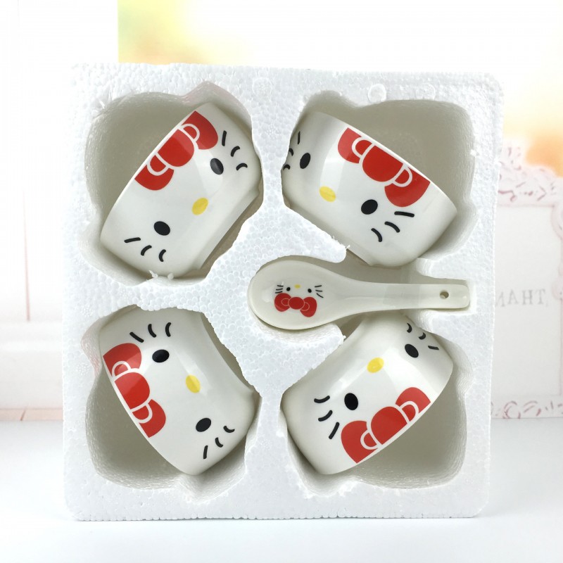 卡通KT陶瓷碗禮品餐具 KT貓碗勺餐具套裝 4頭/8頭/2頭禮品碗套裝工廠,批發,進口,代購