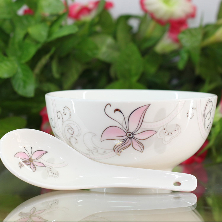 20頭傢庭精品餐具 10碗10勺 高級骨質瓷 直口碗 千嬌百媚禮品工廠,批發,進口,代購