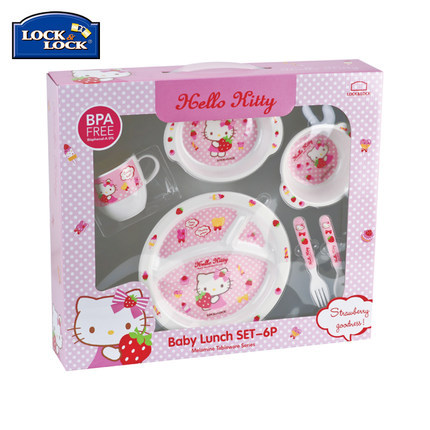 進口樂扣Hello Kitty可愛卡通兒童寶寶密胺餐具6件套裝LBB461S6工廠,批發,進口,代購