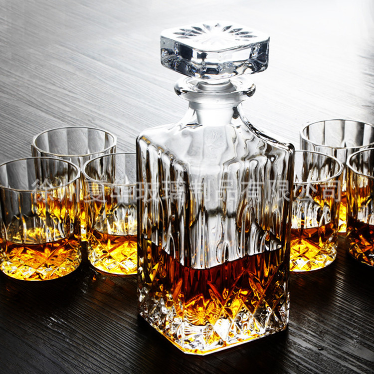 無鉛水晶酒杯套裝 威士忌杯玻璃洋酒瓶7件套 直銷高檔傢用酒具批發・進口・工廠・代買・代購