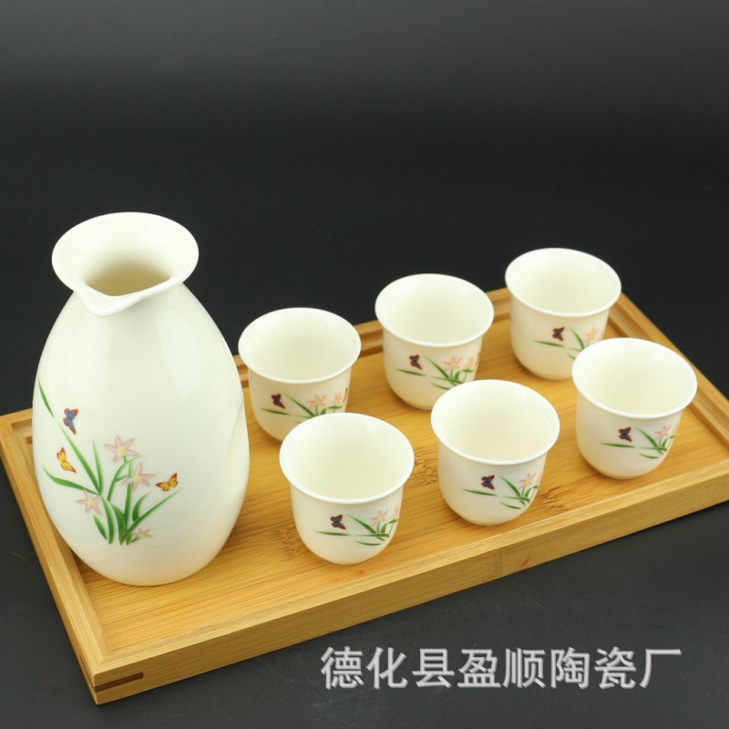 供應禮品酒具 德化白瓷7頭白酒酒具套裝 分酒器 可批發定製酒具批發・進口・工廠・代買・代購