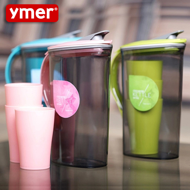 Ymer時尚冷水壺4件套裝 塑料茶水壺大容量耐熱密封防漏涼水壺工廠,批發,進口,代購