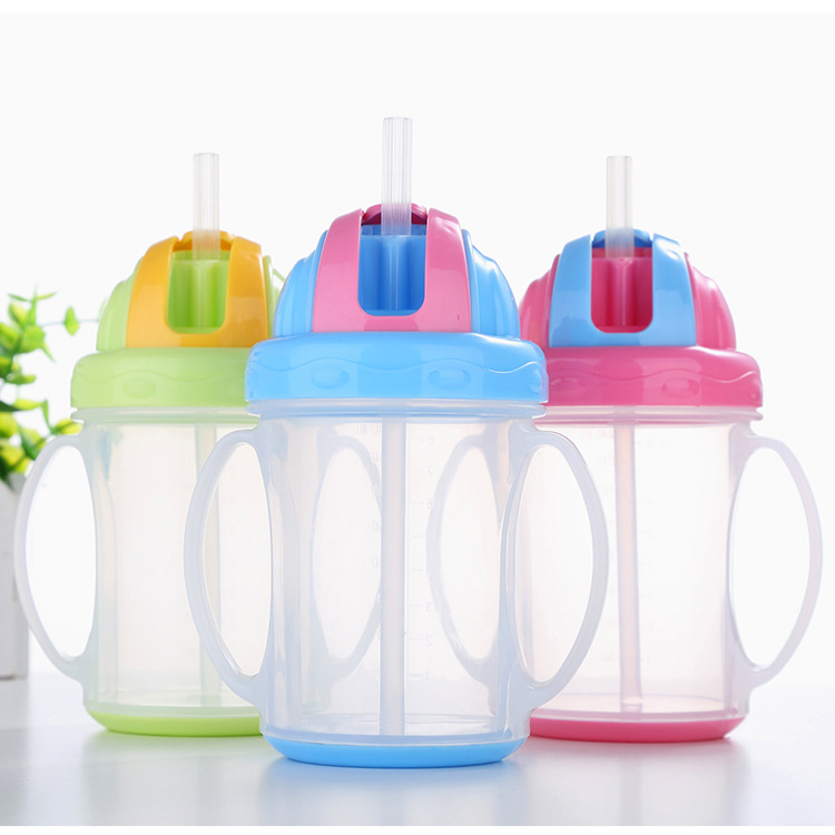 新款240ML兒童軟嘴學飲杯外出水壺帶吸管訓練杯嬰幼兒吸管水壺批發・進口・工廠・代買・代購