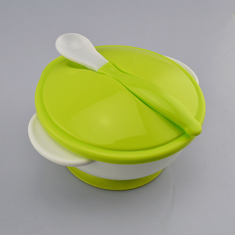配套勺子安全吸盤碗套裝 寶寶訓練碗 雙耳吸壁碗 有蓋吸盤碗批發・進口・工廠・代買・代購