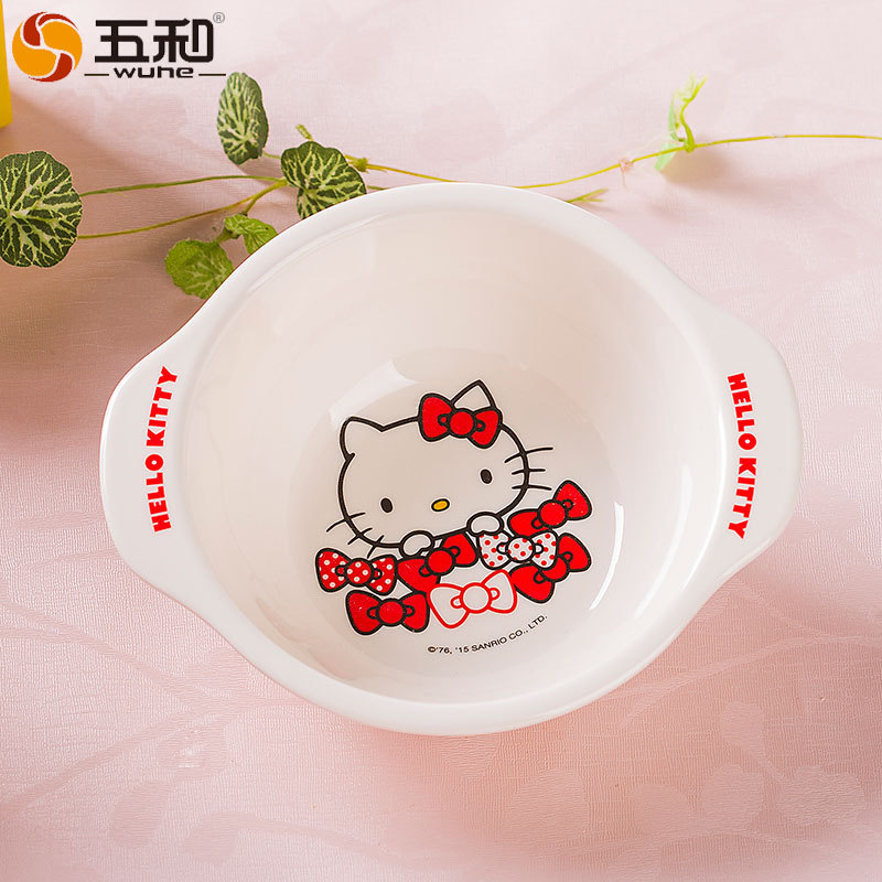 五和hellokitty 凱蒂貓兒童雙耳碗 密胺 兒童餐具 批發KT-H202工廠,批發,進口,代購