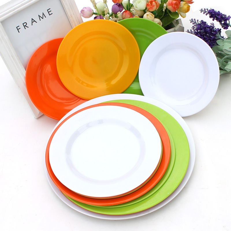 彩色塑料碟子圓形密胺菜盤仿瓷餐具碗盤碟 批發 美耐皿 白色工廠,批發,進口,代購