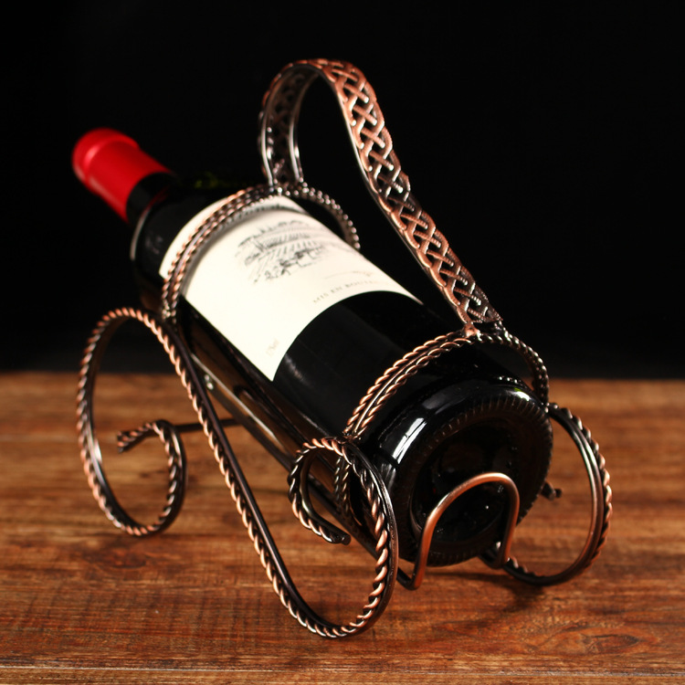 創意歐式時尚鐵藝紅酒架子 餐廳酒吧KTV葡萄酒架擺件復古銅色扭線批發・進口・工廠・代買・代購
