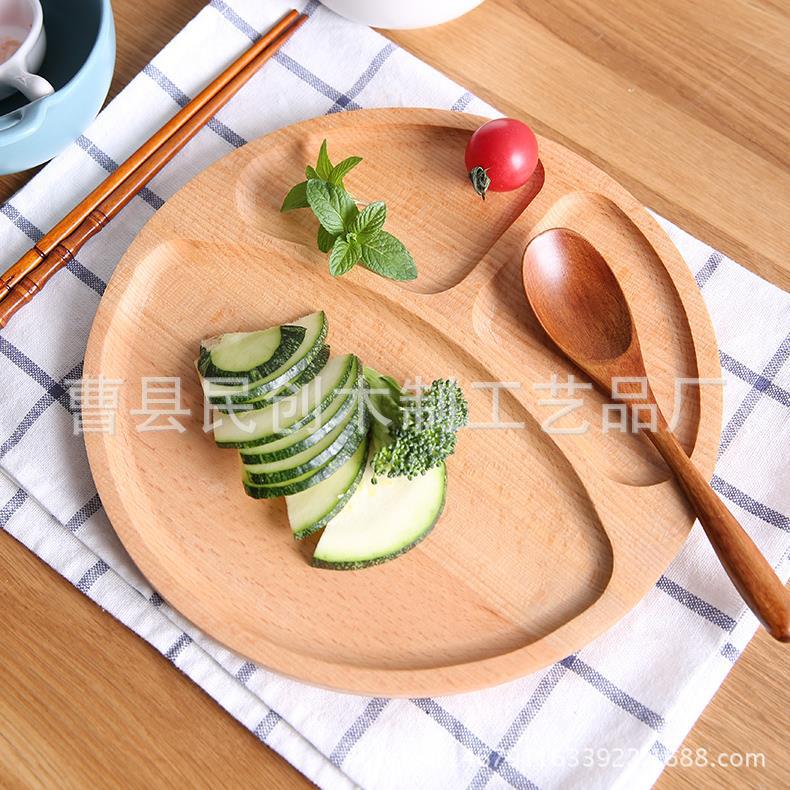 無漆櫸木分格餐盤創意日式三格盤實木質飯盤餐具點心盤子早餐托盤工廠,批發,進口,代購