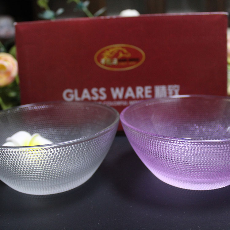 新款沙拉碗六件套 水果碗套裝 彩色玻璃碗珠點碗禮品促銷批發・進口・工廠・代買・代購