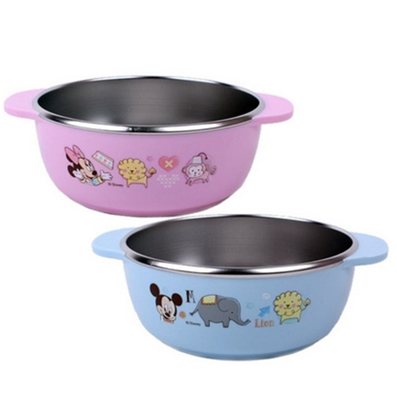 韓國 兒童餐具 米奇兒童不銹鋼餐碗 藍色/粉色 370ml批發・進口・工廠・代買・代購