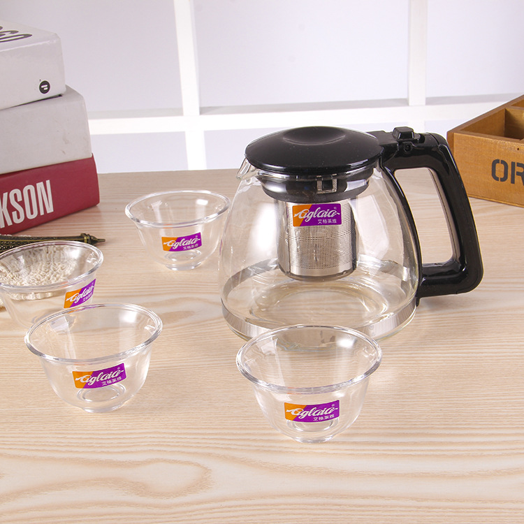 艾格萊雅玻璃茶具套裝茶壺茶碗5件套帶濾網耐熱玻璃水具水杯禮品批發・進口・工廠・代買・代購