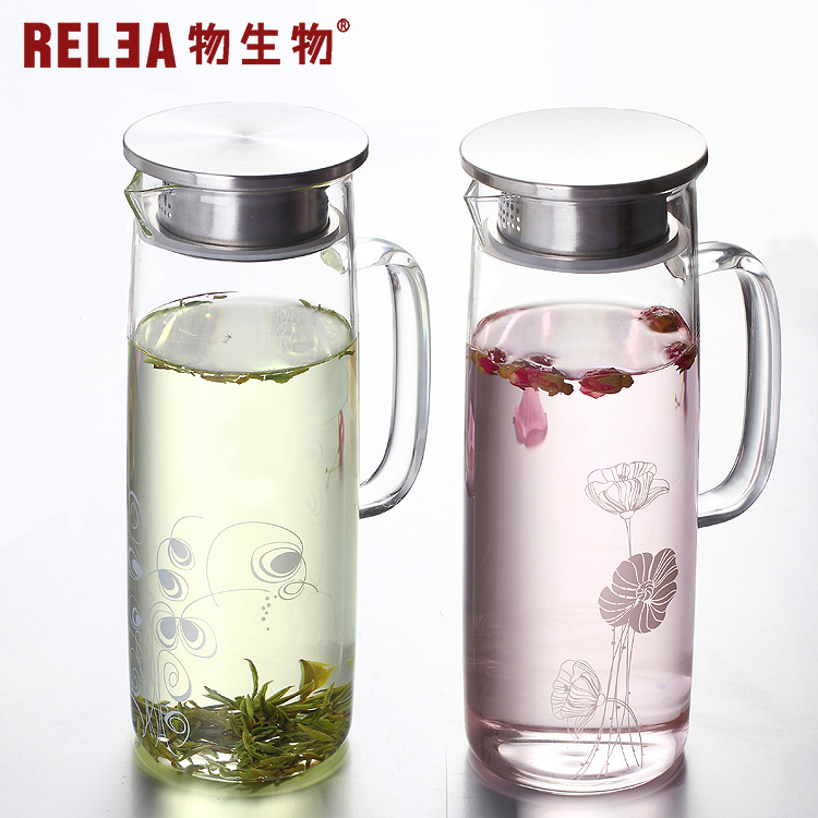 RELEA物生物新品上架冷水壺 玻璃涼水壺 耐熱玻璃水壺 廠傢直銷工廠,批發,進口,代購