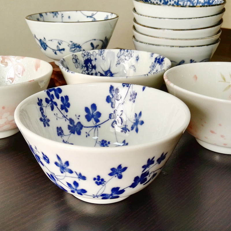 日本進口美濃燒陶瓷餐具米飯碗麵碗日式碗和風唐草花紋碗批發・進口・工廠・代買・代購