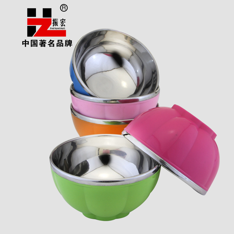 特價促銷不銹鋼雙層防滑隔熱碗 韓式彩色碗 不銹鋼八角碗套裝工廠,批發,進口,代購