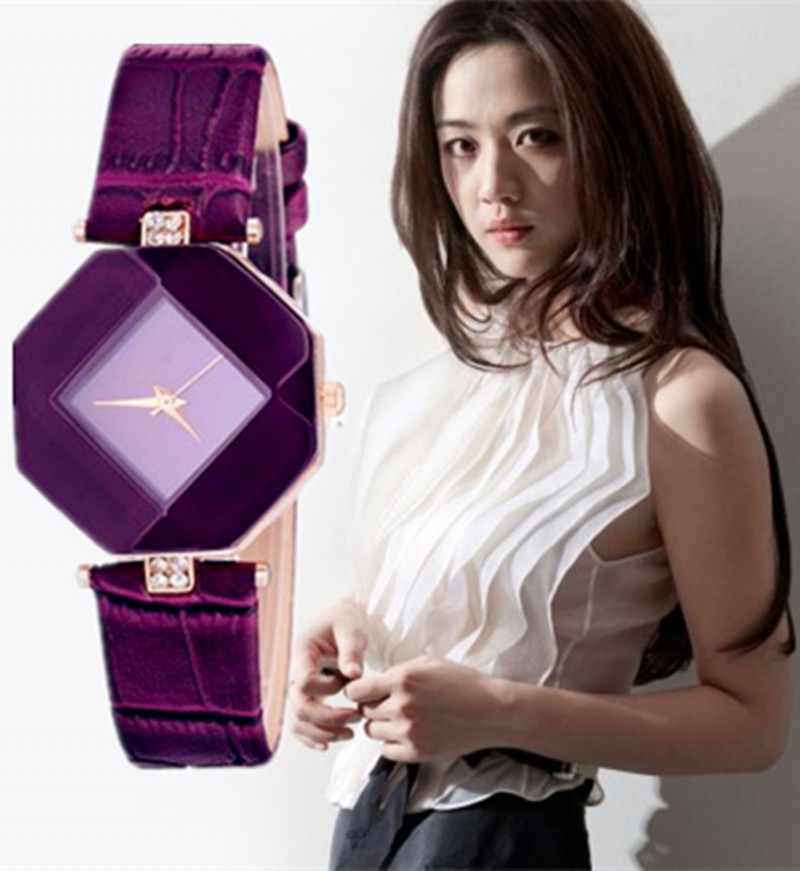 速賣通新款韓版珂KEZZI紫手錶尚珀手錶棱形菱鏡時尚女士批發手錶工廠,批發,進口,代購