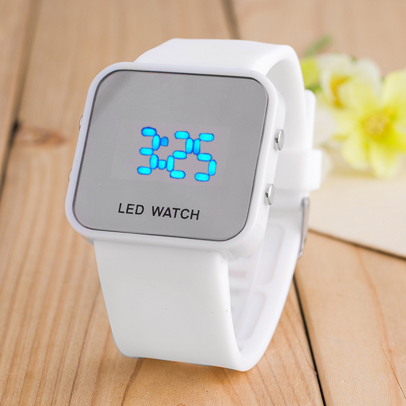 一件代發藍光鏡子電子LED夜光表韓版兒童手錶男女表學生果凍手錶工廠,批發,進口,代購