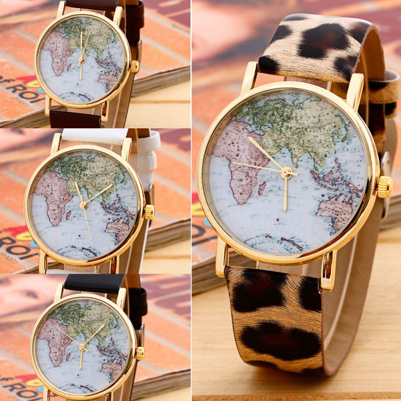 外貿熱銷當天發貨廠傢批發世界地圖手錶 皮帶手錶 旅遊必備手錶工廠,批發,進口,代購