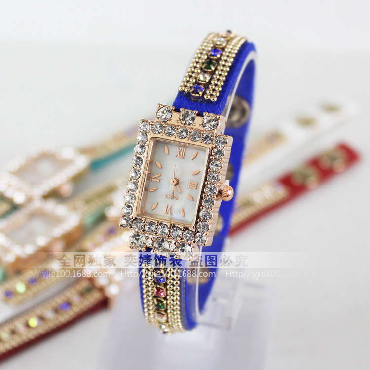 2014外貿熱銷新款韓國絨手錶韓版時尚彩鉆女士手鏈表批發工廠,批發,進口,代購