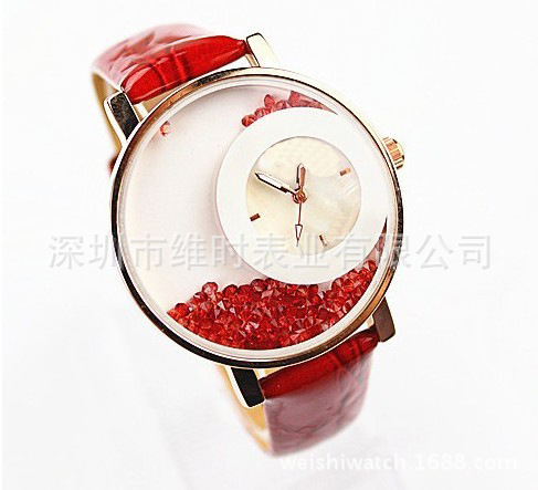 韓版時尚學生手錶皮帶彩色流沙鉆石英表禮品促銷表 廠傢直銷工廠,批發,進口,代購