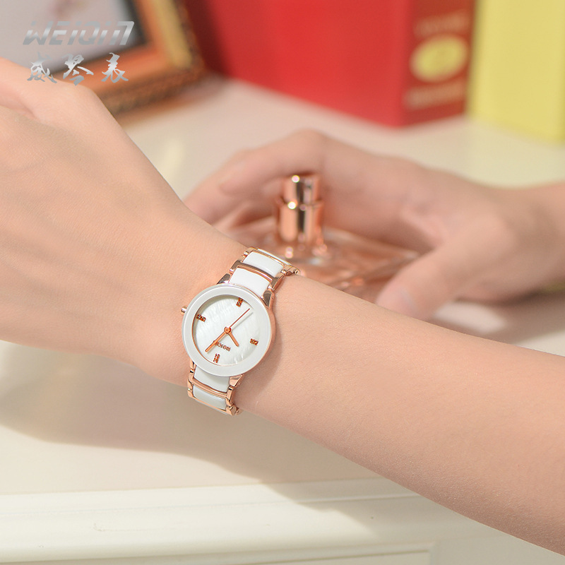 女士手錶學生個性白陶瓷手錶手鏈式韓版時尚女表韓國潮流石英表批發・進口・工廠・代買・代購