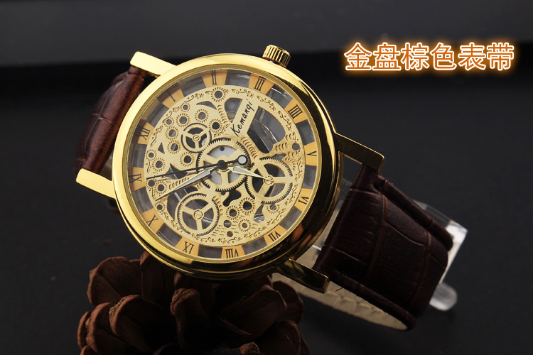 韓版笙簫默同款手錶 時尚雙麵鏤空非機械表皮帶手錶批發・進口・工廠・代買・代購