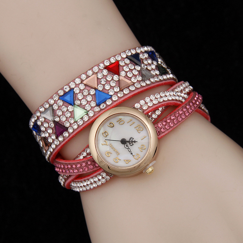 2016新款潮流時尚韓國絨彩鉆女士手錶 纏繞滿鉆石英表 速賣通熱賣工廠,批發,進口,代購