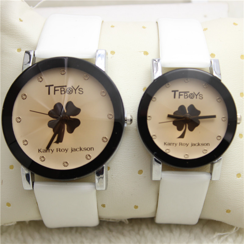 一件代發TFBOYS明星周邊手錶TF傢族四葉草應援皮帶手錶批發韓版款工廠,批發,進口,代購