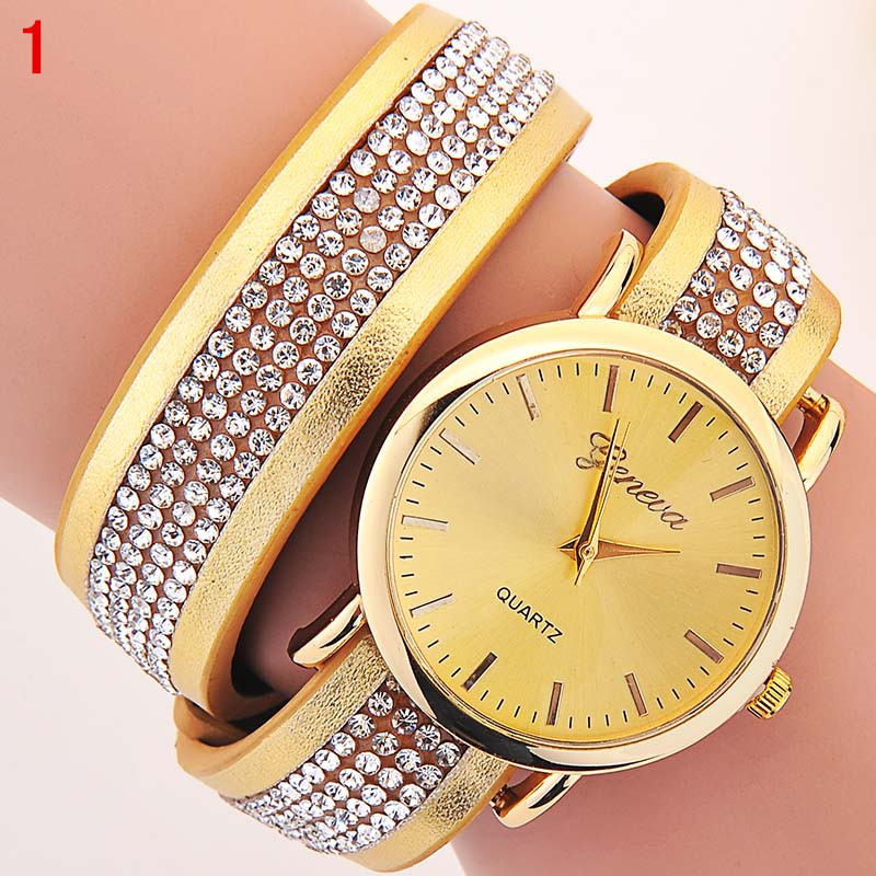 2015年速賣通熱銷款日內瓦手錶鑲鉆PU時尚韓國女士皮革手鏈表批發工廠,批發,進口,代購