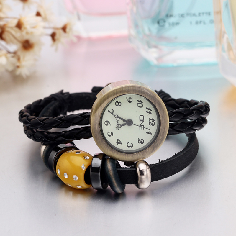 A2214 古銅皮繩個性手錶 時尚韓版復古女手錶編織，高檔禮品工廠,批發,進口,代購