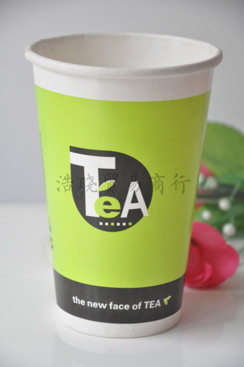 可加冰不變軟雙淋膜TEA奶茶紙杯500ML一次性紙杯子16盎司帶蓋包郵批發・進口・工廠・代買・代購