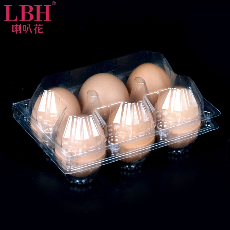 喇叭花6枚塑料雞蛋鴨蛋盒子加厚加高PVC吸塑蛋托禽蛋包裝盒1000個工廠,批發,進口,代購