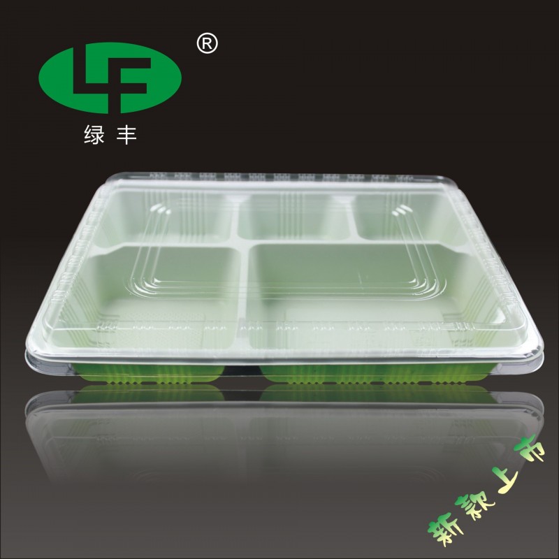 加厚加長一次性快餐盒綠色環保餐具大五格飯盒送餐盒600套1箱工廠,批發,進口,代購